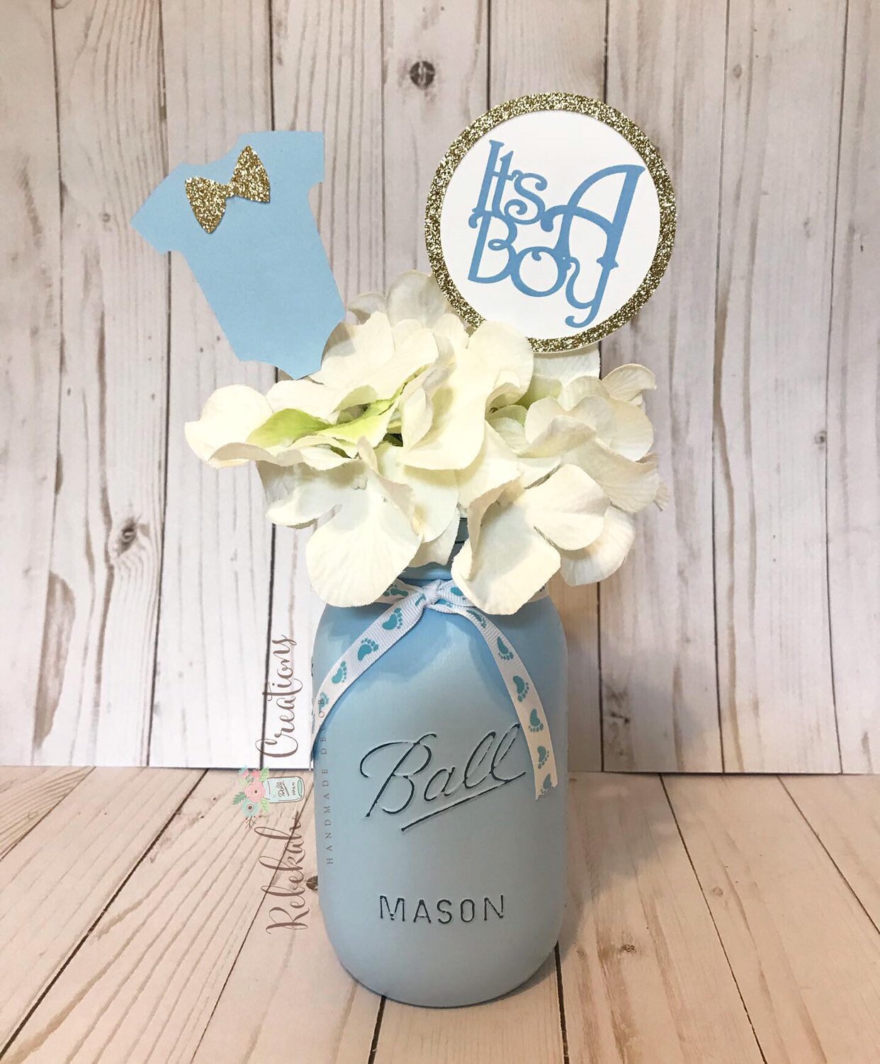 Baby Shower Blue Mason Jars Baby Blue Mason Jars Baby Shower Etsy