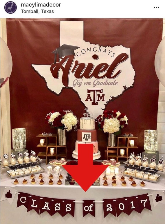 Class Of 2019 Banner Graduation Banner Maroon And White Etsy