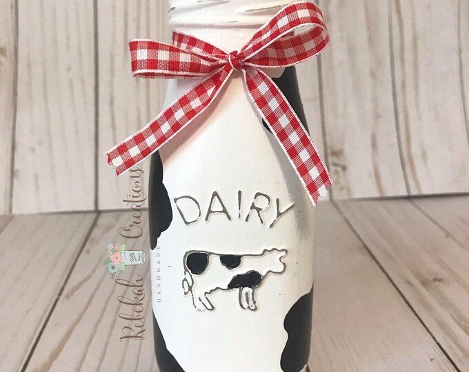 Cow Milk Bottle Farmhouse Decor Farm Decor Milk Bottle Etsy