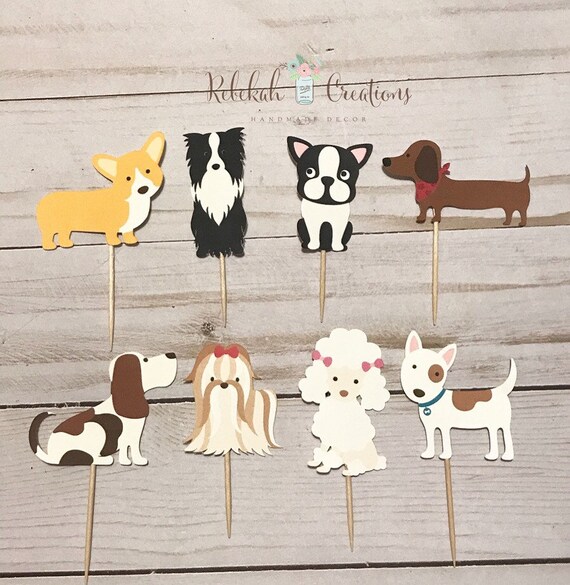 Dog Cupcake Toppers Dog Breed Cupcake Toppers Dog Cupcake Etsy
