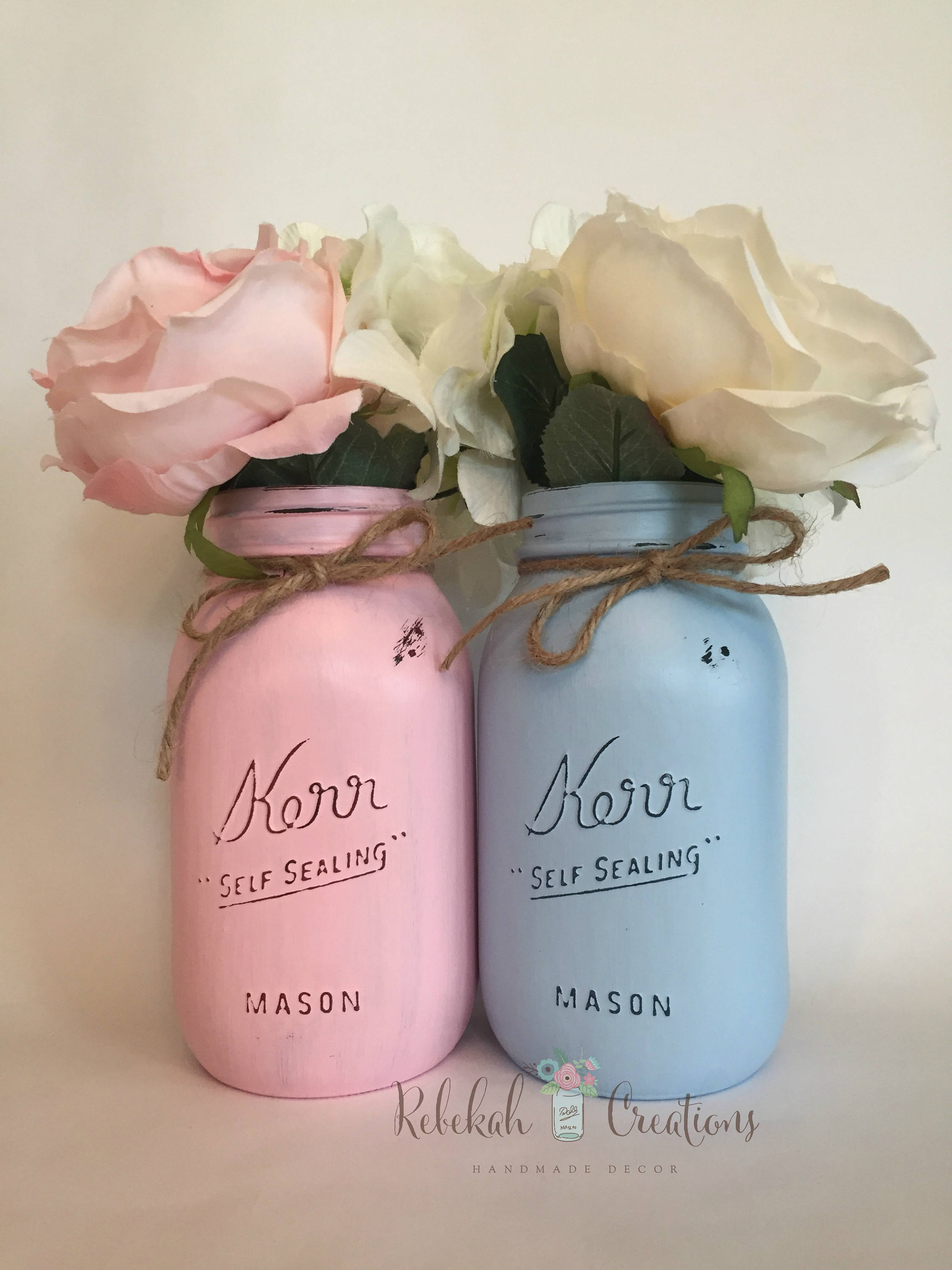 Pink and Blue Mason Jars Gender Reveal Mason Jars Gender Etsy