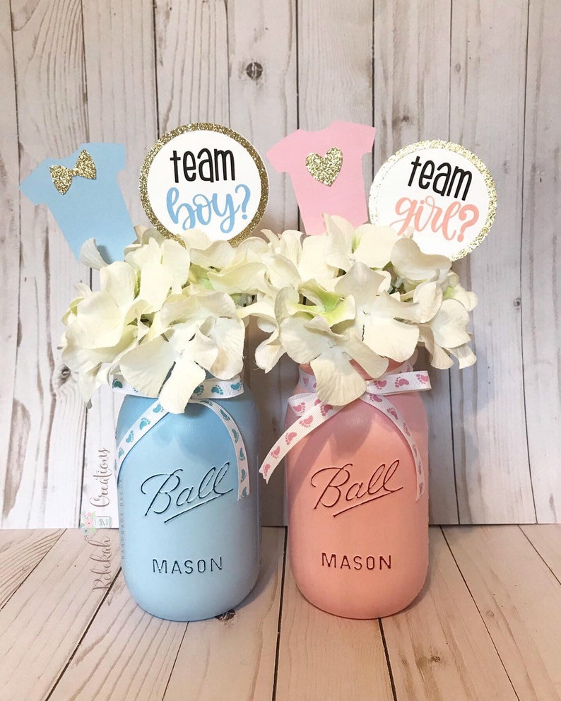 Gender Reveal Mason Jars Gender Reveal Decor Boy or Girl Etsy