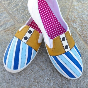 Hand Painted Shoes, Original Art, Sneakers, Unisex Shoes, Slip Ons Please read descriptions image 2