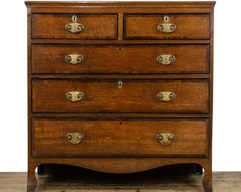 Antique Oak and Mahogany Chest of Drawers   | Antique Storage | Bedroom Drawers | Antique Chest | Bedroom Storage (M-4483)