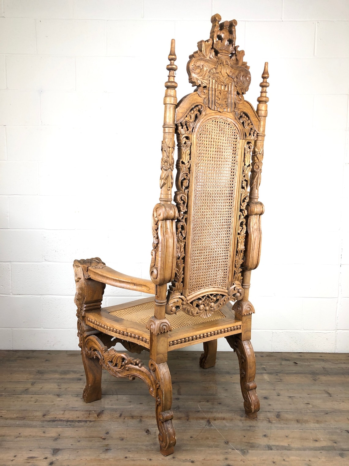 Large Carved Wooden Throne Chair Etsy
