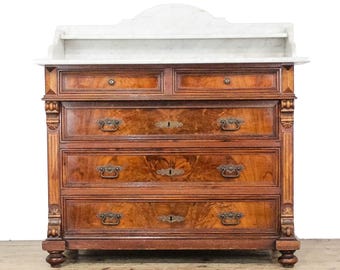 Antique Marble Top Continental Chest of Drawers | Antique Storage | Bedroom Drawers | Antique Chest of Drawer (M-6663)