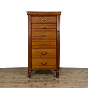 Antique Late Victorian Oak Wellington Chest of Drawers