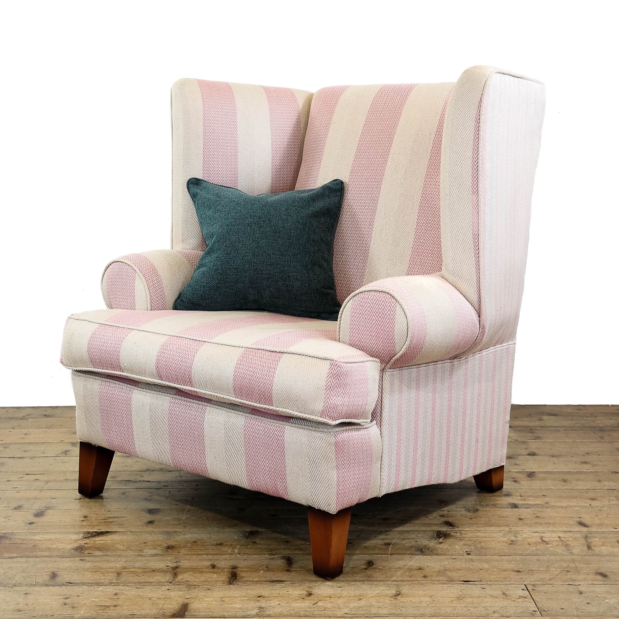 Oversized Pink and Cream Striped Armchair Large Armchair