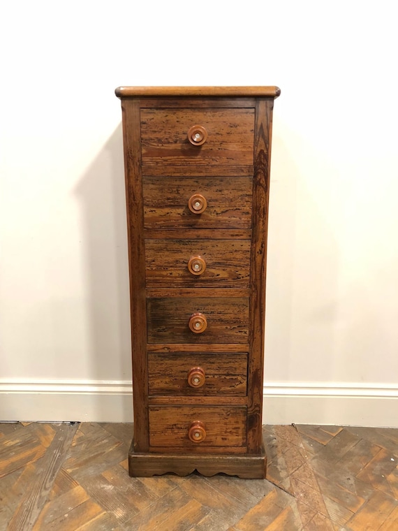 Tall And Narrow Pitch Pine Chest Of Drawers Or Bank Of Drawers Etsy