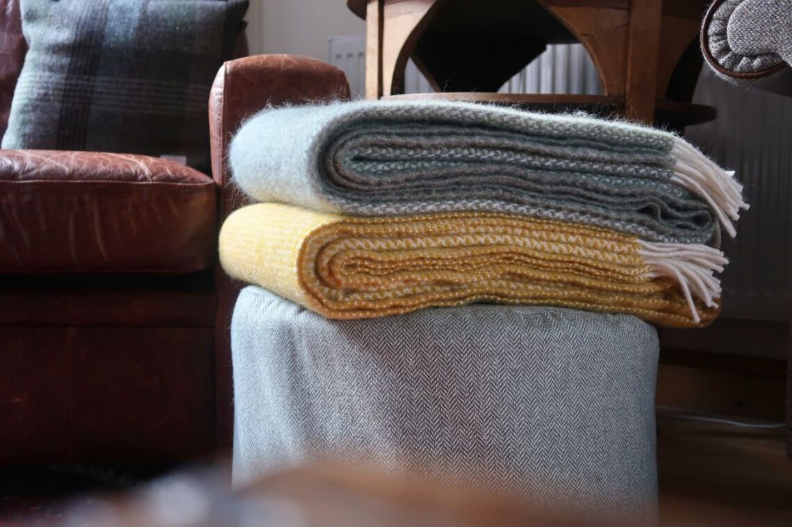 Blanket Yellow Blanket Yellow Throw Wool Blanket Throw | Etsy