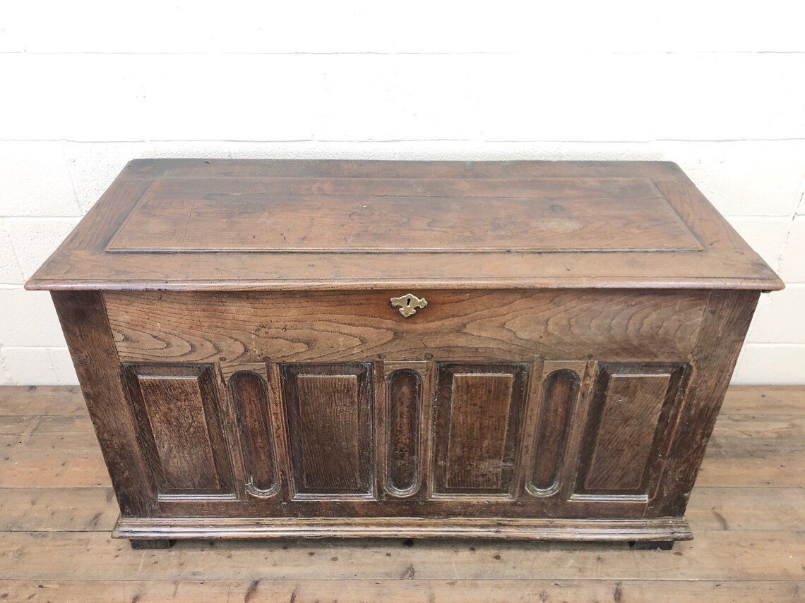 Antique Panelled Oak Coffer Coffer Chest Trunk Antique Etsy