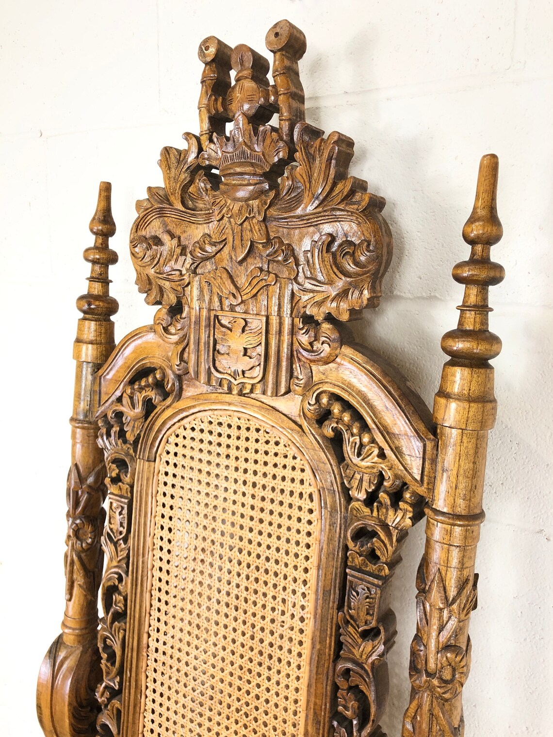 Large Carved Wooden Throne Chair Etsy