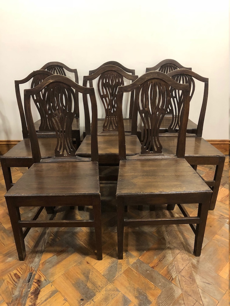 Set Of Eight Early Welsh Oak Camel Back Farmhouse Kitchen Etsy
