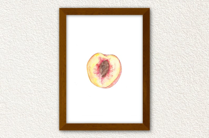 Peach Watercolor Print. Kitchen Decor. Digital Download imagem 2