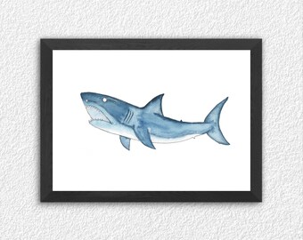 Blue Shark Print. Digital Download