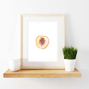 Peach Watercolor Print. Kitchen Decor. Digital Download image 1