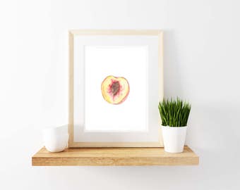 Peach Watercolor Print. Kitchen Decor. Digital Download