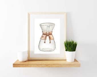 Chemex Watercolor Print. Digital Download.