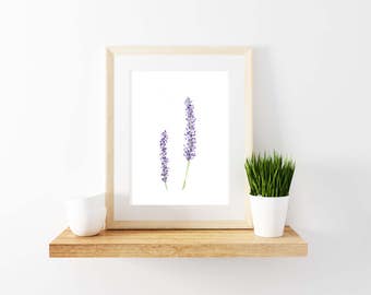 Lavender Watercolor Print. Home Decor. Lavender Print.