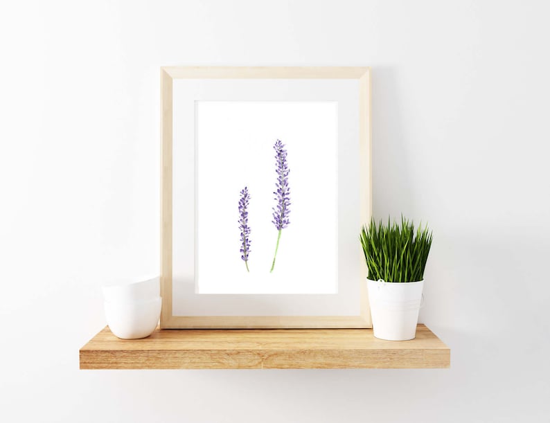 Lavender Watercolor Print. Home Decor. Lavender Print. image 1