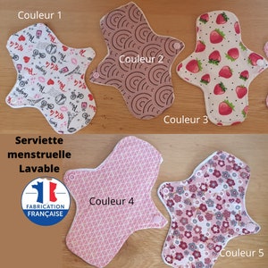 Serviette hygiénique lavable, ultra douce et absorbante plusieurs coloris image 3