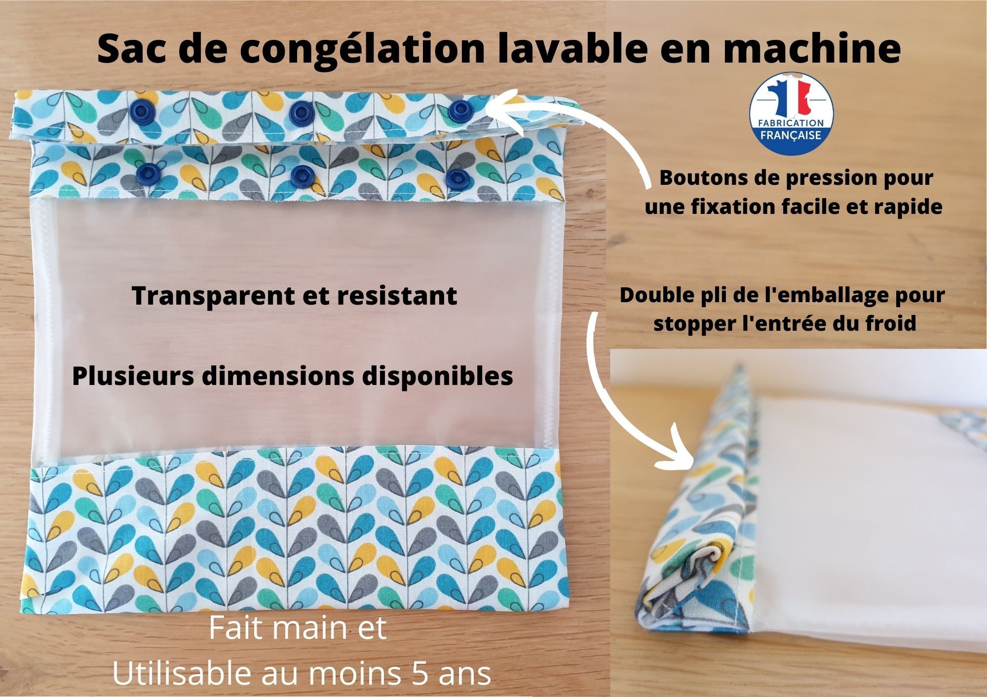 Sac congélation réutilisable et lavable en machine plusieurs couleurs et  tailles -  France