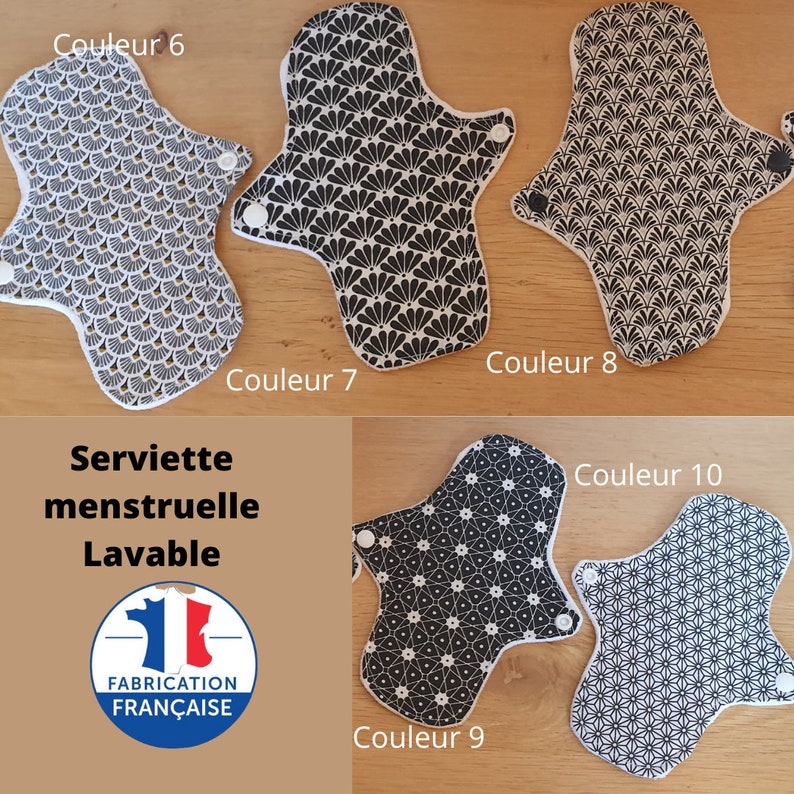 Serviette hygiénique lavable, ultra douce et absorbante plusieurs coloris image 4