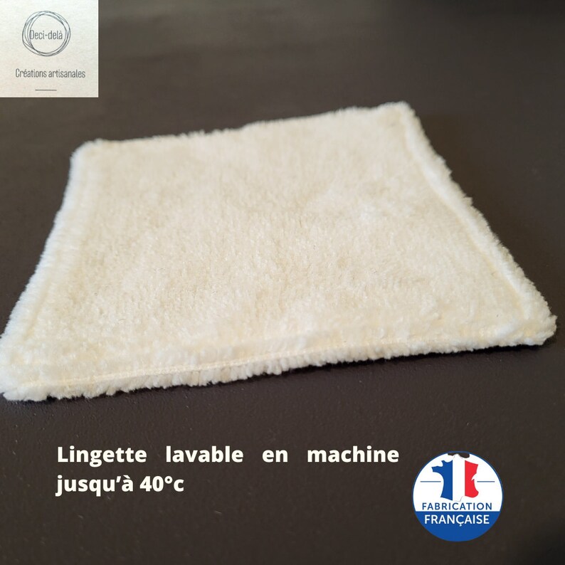 Ensemble assorti : 10 lingettes lavables et la panière réversible image 3