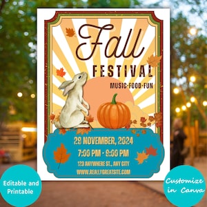 Fall Festival Flyer Template Autumn Festival event invite Editable Fall Community event Flyer Fall Neighborhood Church Fall Festival Flyer