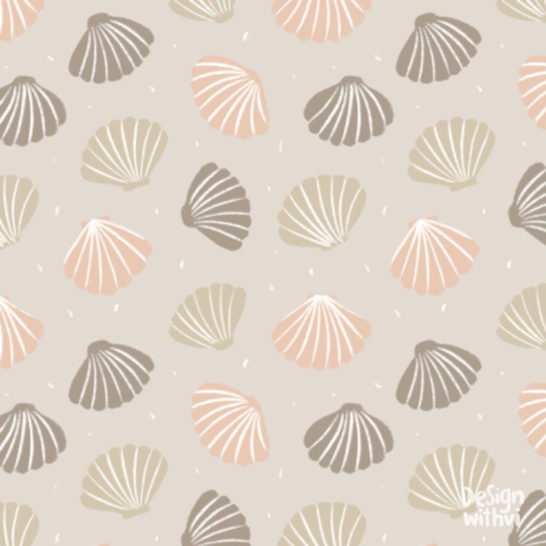 Repetaing Pattern Shells Sea Shells Seamless Repeat Pattern Downloadable Beige Neutral Beach ...