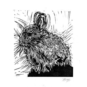 Bunny rabbit // A5 Original hand carved linocut, handprinted, quality materials, gift, design, illustration, easter, pet, mini print, cute