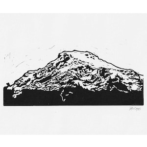 Mountain top // Original A4 Linocut print, abstract, landscape, handprinted in quality materials, gift, nature, eco friendly, lake district