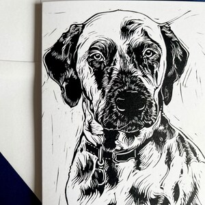 Tarjeta dálmata // Ilustración original, linograbado impreso a mano, celebración, animal, impresión, tarjeta de arte, mascota, perro, tarjeta en blanco, cachorro, saludos ca