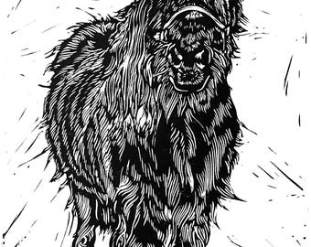 Shetland Pony Linocut Print: Hand-Carved Horse Art