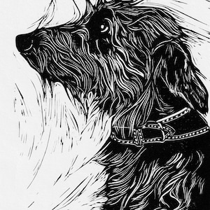 Bedlington Whippet Linocut Print: Hand-Printed Pet Portrait image 2