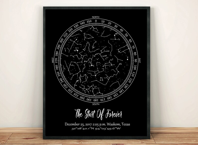 Our First Date Gift Custom Star Map Printable Night Sky Map Etsy