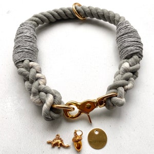 Graues Baumwollhalsband, maßgeschneidert auf den Halsumfang deines Hundes