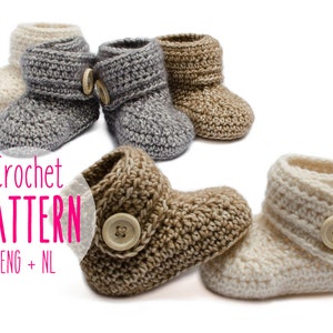 Baby booties Crochet pattern Baby boots Baby shoes 4 sizes included Instant PDF download image 1