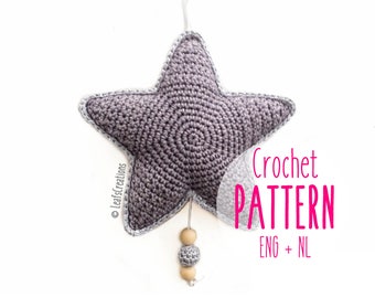 Crochet pattern music box star - Tutorial Music box star - Music box with crocheted star - English and Dutch