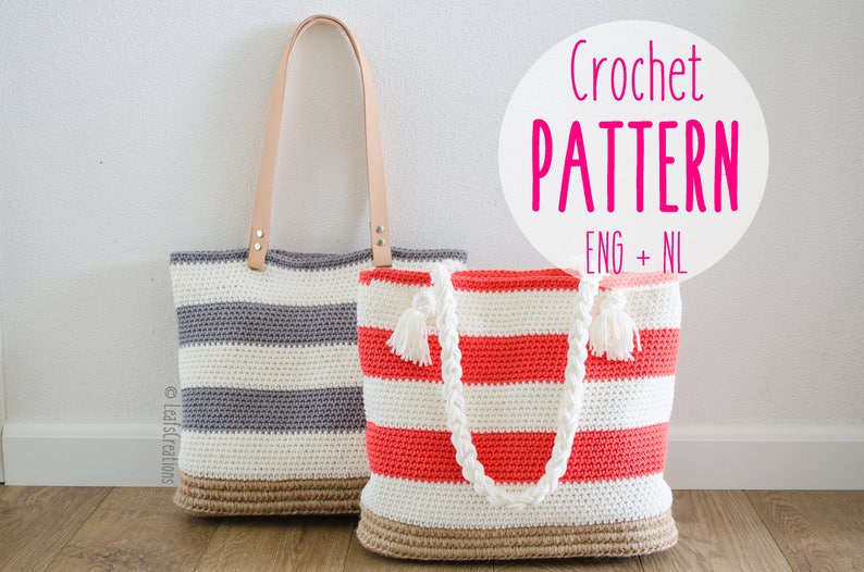 Crochet pattern bag shopper beach bag Crochet pattern | Etsy