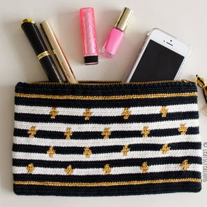 Crochet pattern Mochila clutch in black, white and gold Tapestry crochet pattern English & Dutch Lining instructions included image 3