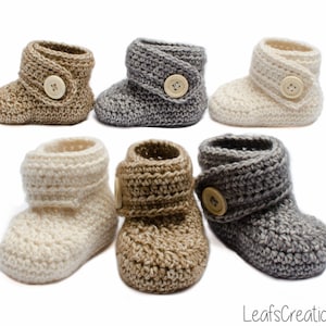 Baby booties Crochet pattern Baby boots Baby shoes 4 sizes included Instant PDF download image 2