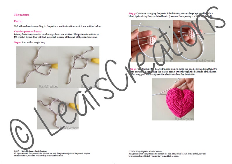 Crochet pattern stroller chain with hearts Crochet pattern stroller toy with hearts image 3