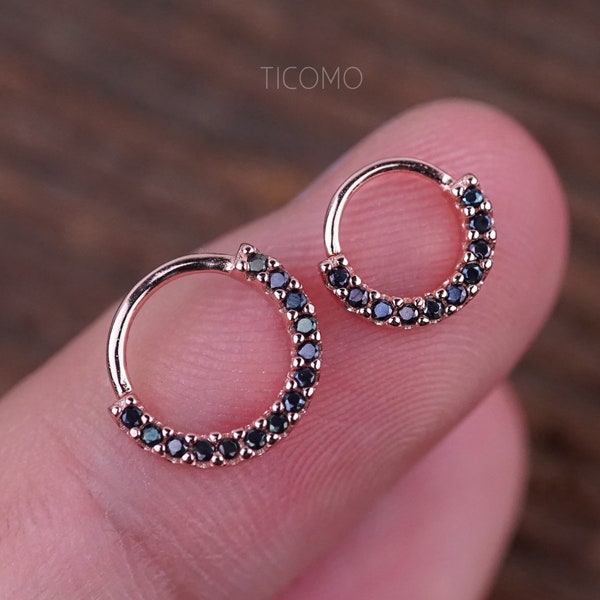 Daith Piercing Small Hoop Earring Daith Earring Tiny Hoop Earring Septum Ring Septum Piercing Rook Piercing Rose Gold Silver Black Man Men