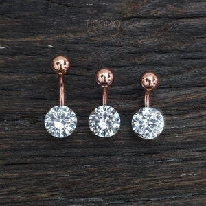 Belly Ring Belly Button Ring Belly Button Jewelry Zircon Short Bar 6 8 10 mm image 1