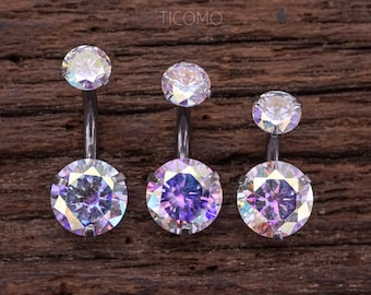 Short Bar Belly Ring Belly Button Ring Belly Button Jewelry Zircon 6mm 8mm 10mm