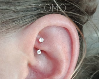 Pendiente Daith Piercing Daith 16g Pendiente de Torre Perforación de Torre Anillo de Ceja Perforación Ajustada Barra Curva de Oro Rosa 6mm 8mm