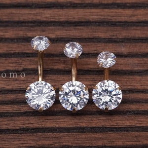 Minimalist Belly Ring Belly Button Ring Belly Button Jewelry Double Zircon Short bar Small Size 6 8 10 mm image 5