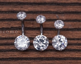 Minimalist Belly Ring Belly Button Ring Belly Button Jewelry Double Zircon Short bar 6 8 10 mm