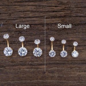 Minimalist Belly Ring Belly Button Ring Belly Button Jewelry Double Zircon Short bar Small Size 6 8 10 mm